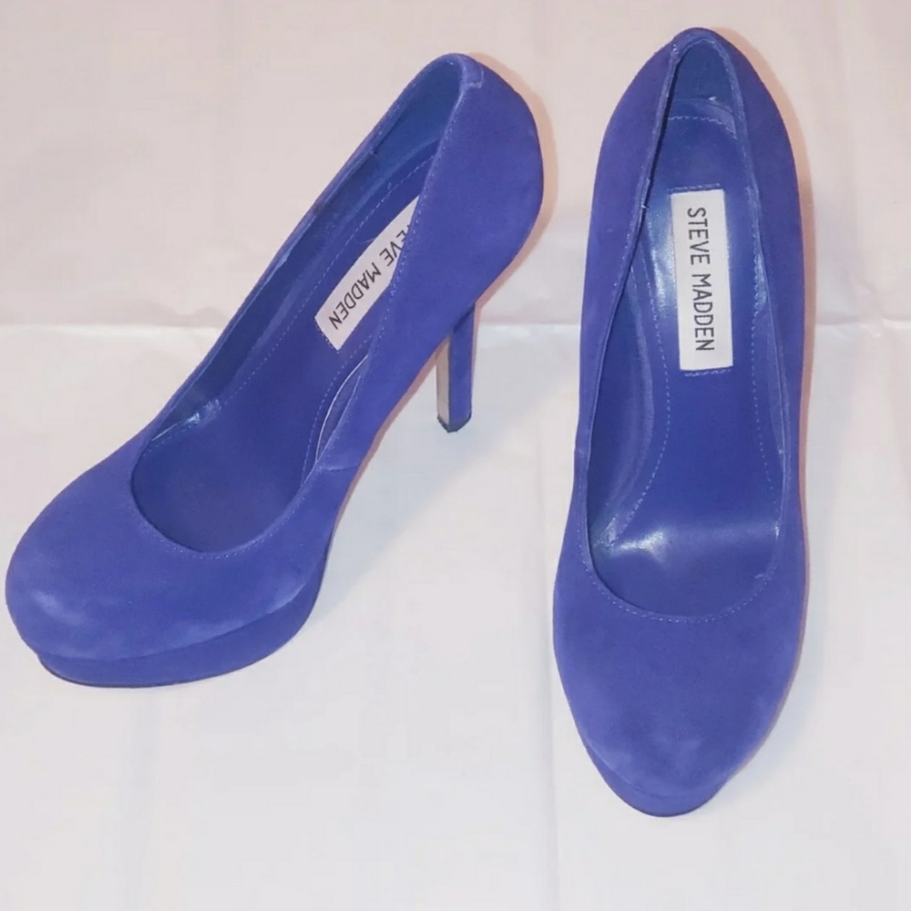 Steve Madden Blue Suede Heels.